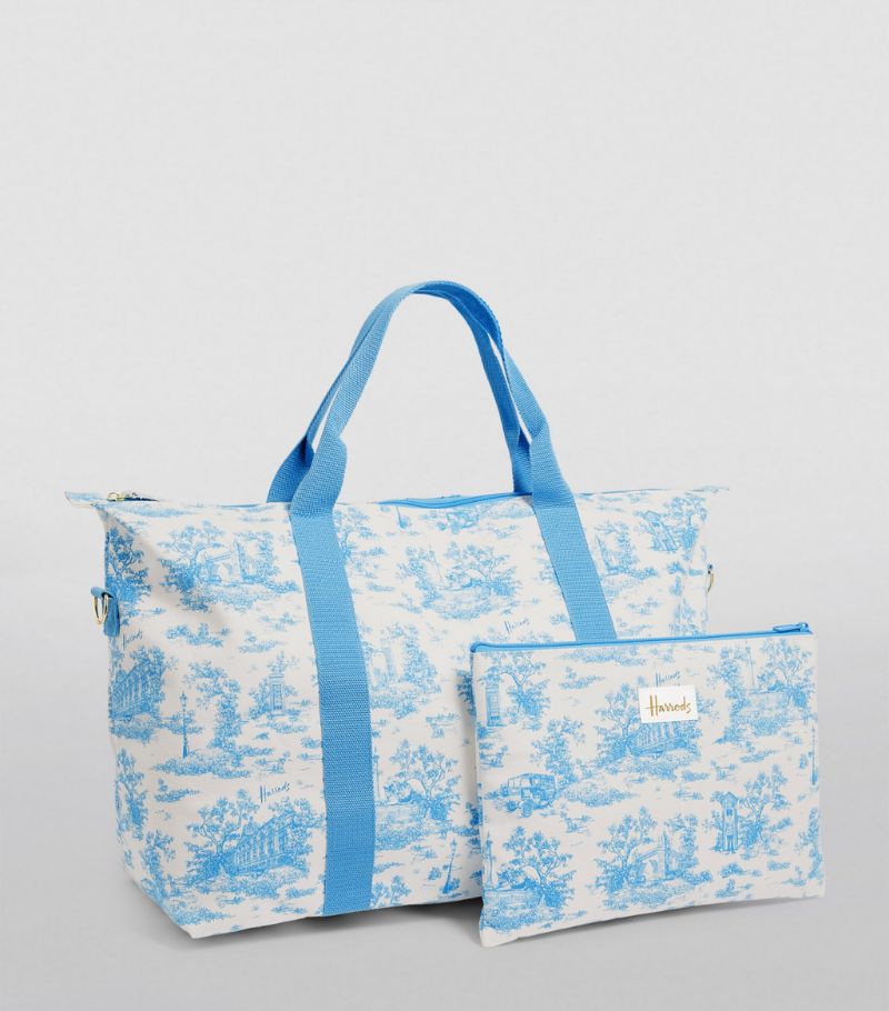 Kensington Brunei Harrods Toile Foldable Overnight Bag Blue